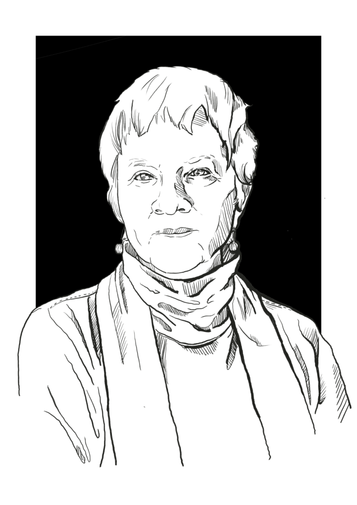 Portrait sketch of Sandra Harding